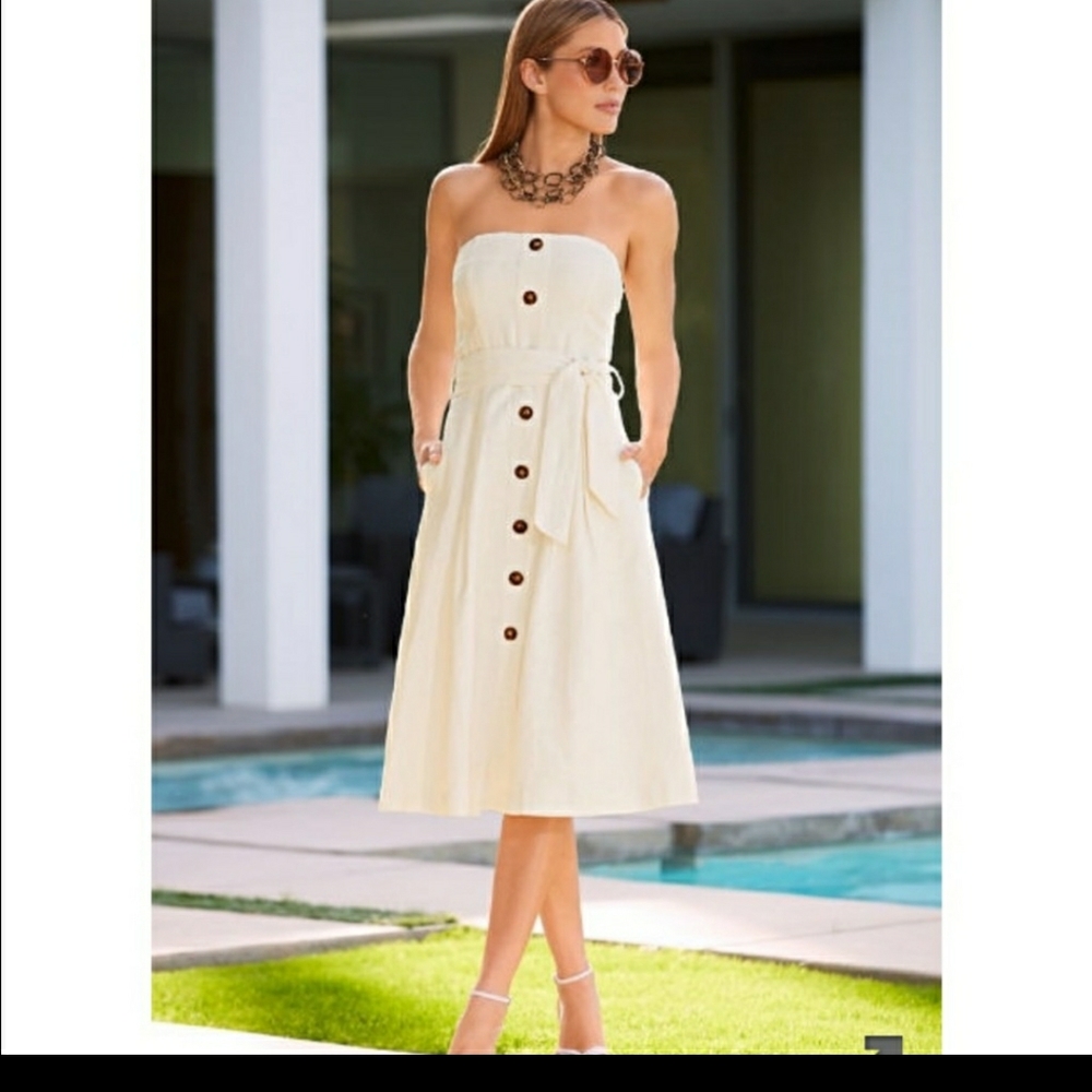 LINEN BELTED BUTTON DRESS